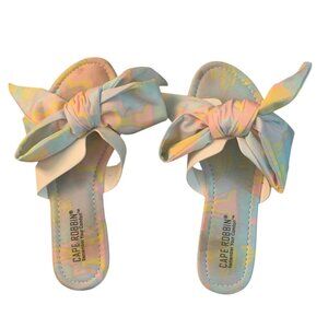CAPE ROBBIN ENZIO FLAT SANDAL SLIDES WITH BOW PASTEL 7